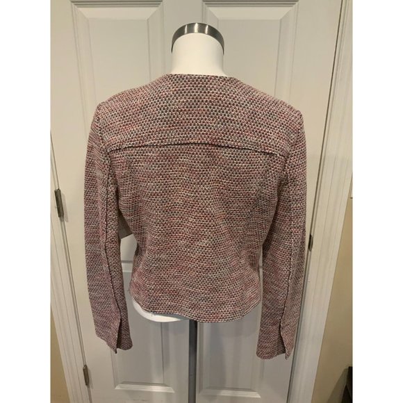 Theory Pink, Blue & White Tweed Zip-Up Jacket, Size 12 - Picture 6 of 8